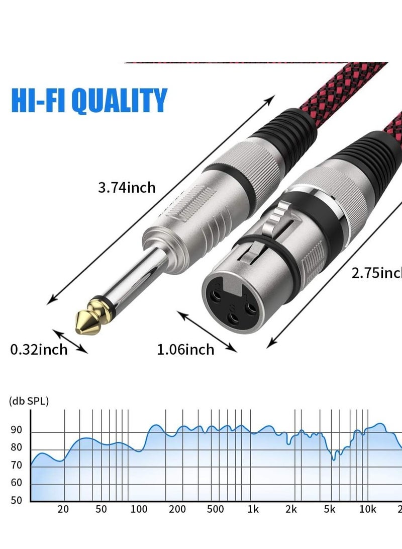 SYOSI Female to 1/4 TS Cable 10ft, Microphone Mono Jack, Nylon Braided 6.35mm Unbalanced for Dynamic Heavy Duty Mic - Image 5