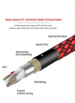 SYOSI Female to 1/4 TS Cable 10ft, Microphone Mono Jack, Nylon Braided 6.35mm Unbalanced for Dynamic Heavy Duty Mic  - Image 2