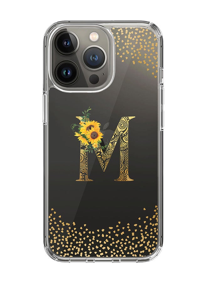 Stylizedd Classic Clear Case For iPhone 14 Pro, Hybrid Soft Case Cover- Custom Monogram Initial Letter Mandala Floral Pattern Alphabet - M(Transparent) - Image 1