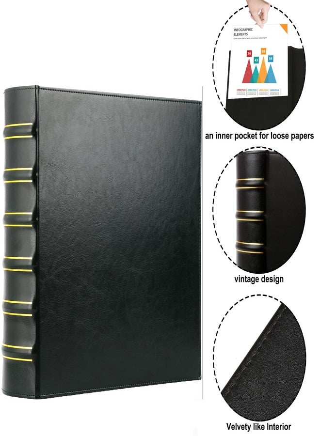 LETVPVOW Vintage Hardback 3 Ring Binder 2 Inch, Professional Leather Binders 2 Inch D Ring, Holds 400 Sheets Capacity 2 Pack - Dark Green - Image 3