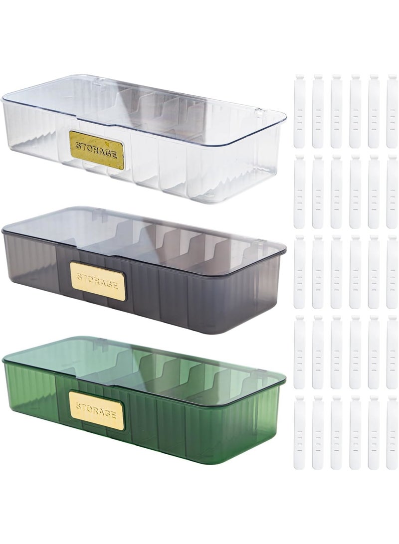 Barakah Cable Organizer Box, Large Plastic Cable Storage Box with Lid 7 Grid Design and 30 Cable Ties for Headphones Chargers Power Cords and Accessories, 3 Pcs White - Image 1