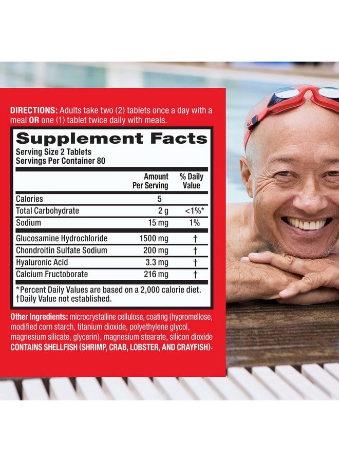 Move Free Advanced Glucosamine Chondroitin + Calcium Fructoborate Joint Support Supplement, Supports Mobility Comfort Strength Flexibility & Bone - 160 Tablets (80 servings)* - Image 3