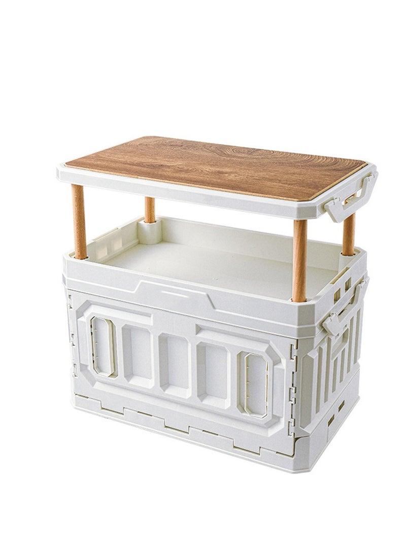 Arabest Folding Plastic Camping Box for Camping Gear, 95L Lidded Storage Box, Collapsible Storage Bins for Picnic, Stackable Utility Box - Image 1