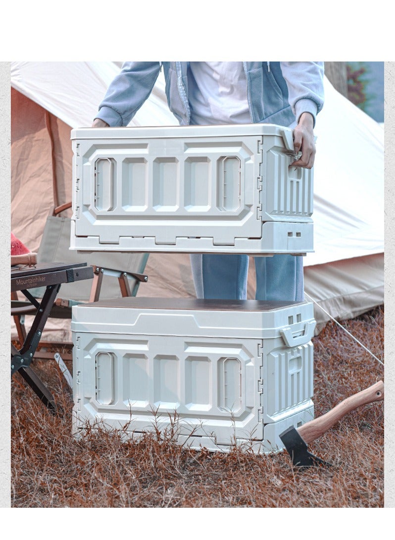 Arabest Folding Plastic Camping Box for Camping Gear, 95L Lidded Storage Box, Collapsible Storage Bins for Picnic, Stackable Utility Box - Image 3