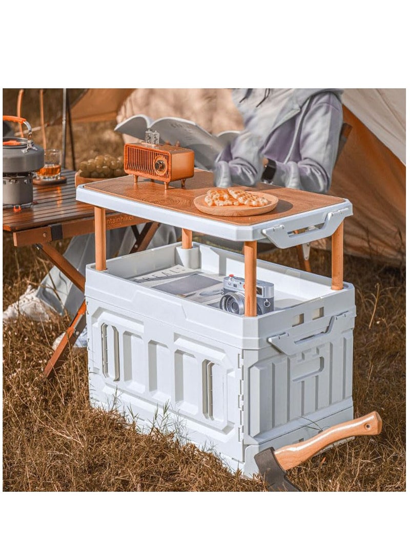 Arabest Folding Plastic Camping Box for Camping Gear, 95L Lidded Storage Box, Collapsible Storage Bins for Picnic, Stackable Utility Box - Image 4