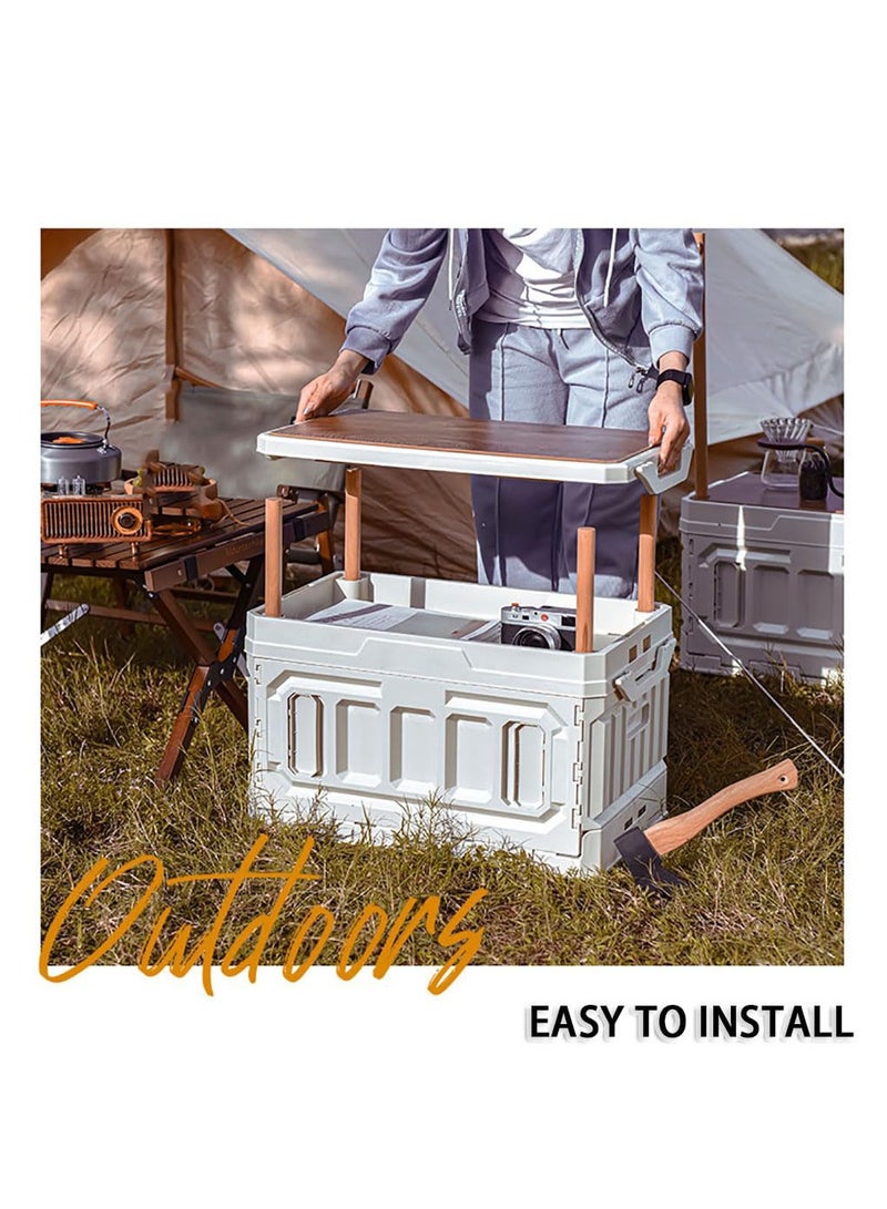 Arabest Folding Plastic Camping Box for Camping Gear, 95L Lidded Storage Box, Collapsible Storage Bins for Picnic, Stackable Utility Box - Image 5