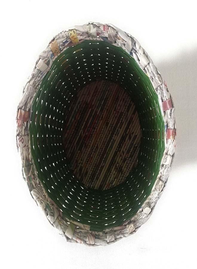 Sonas Creation Paperus, Green, Open-top Dustbin, Waste Basket, Trash Can, Indoor Planter, Storage Basket, Standard Size 10 Liter, 11 inch Tall Eco-Friendly, Handmade of Paper Ropes - Image 3