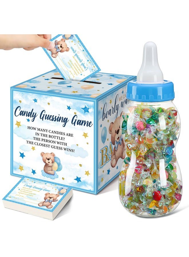 Glenmal 52 Pcs Baby Shower Games Gift Sets Large Baby Bottle for Shower Game Guess How Many Candies Decorations for Gender Reveal(Bear) - Image 1