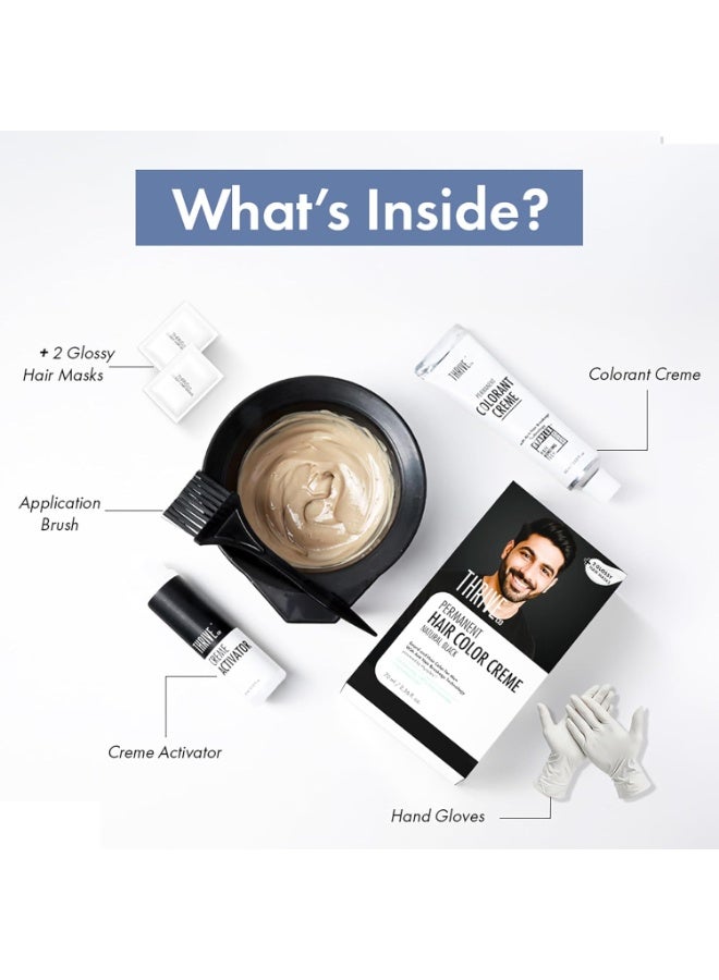 ThriveCo Permanent Natural Black Hair Color Creme Combo for Men & Women | Ammonia-Free, 100% Grey Coverage | Damage-Free, Long-Lasting Color with Hyaplex™ Bond Technology | 130ml + 70ml - Image 2