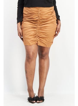 PUBLIC DESIRE Women Curve Fit Plain Mini Skirt, Brown  - Image 1