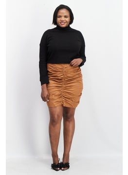PUBLIC DESIRE Women Curve Fit Plain Mini Skirt, Brown  - Image 4