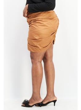 PUBLIC DESIRE Women Curve Fit Plain Mini Skirt, Brown  - Image 3