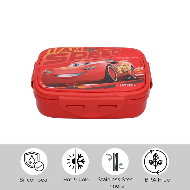 JAYPEE Steel Tek Jr. Insulated Lunch Box Disney Car,Red, 400 ml | Airtight Tiffin Box for School Kids Inner Stainless Steel Mini Box | Bpa Free - Image 5