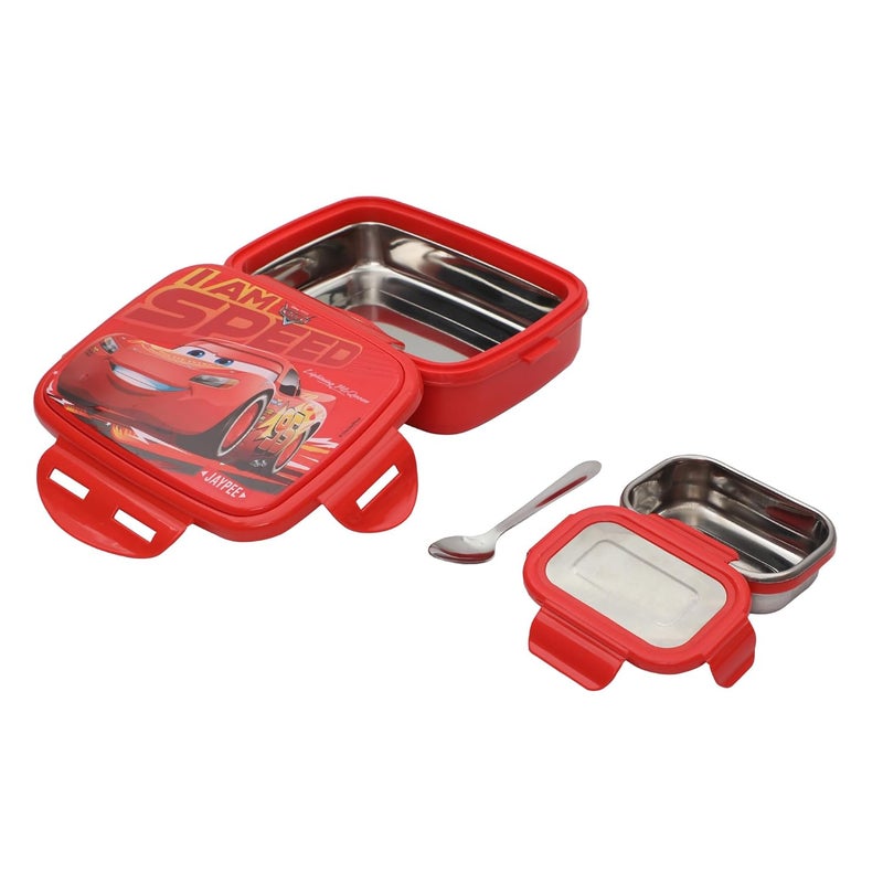 JAYPEE Steel Tek Jr. Insulated Lunch Box Disney Car,Red, 400 ml | Airtight Tiffin Box for School Kids Inner Stainless Steel Mini Box | Bpa Free - Image 3