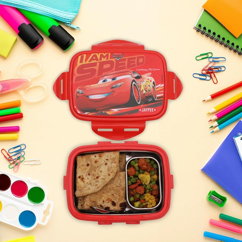 JAYPEE Steel Tek Jr. Insulated Lunch Box Disney Car,Red, 400 ml | Airtight Tiffin Box for School Kids Inner Stainless Steel Mini Box | Bpa Free - Image 2