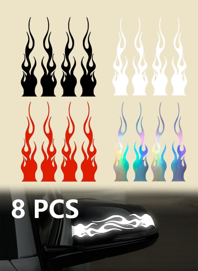 8 Pcs 5.9'' Flame Reflective Sticker for Car Vinyl Racing Sports Flame Stripe Decal for Golf Cart Off-Road Vehicles Motorcycles Bike Skateboard Laptop DIY Decoration - Image 1