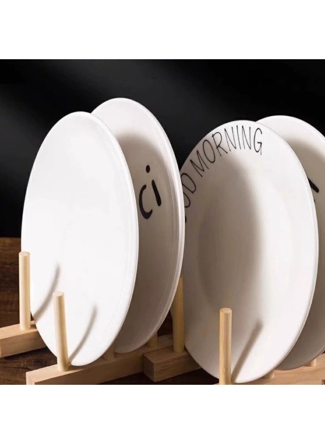 general 2pcs Wood Drain Rack and Kitchen Dish Rack 3 Grids Dish Drying Drainer Shelf for Bowl Plate Cup Storage Kitchen Cabinet Organizer for Drainboard Use - Image 3