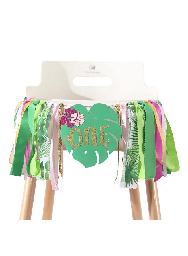 Agkvw Aloha To One Tropical Hawaiian Luau Theme Highchair Banner Wild One Highchair Banner For Girls Pink Jungle Safari Animal 1St Birthday Decorations Tropical Birthday Banner - Image 1