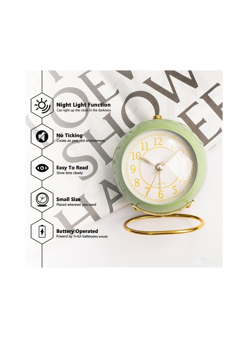 KASTWAVE Desk Alarm Clock with Light, Silent No Ticking, Small Table Clock for Bedside/Bedroom/Living Room/Office/Travel/Kids/Room Decor Aesthetic Vintage - Image 2