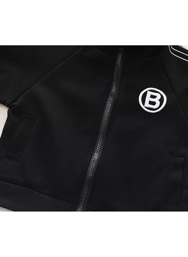 LITTLE SURPRISE BOX Black Letter B Monogram 3 Pcs Track Suit Set For Toddlers And Kids