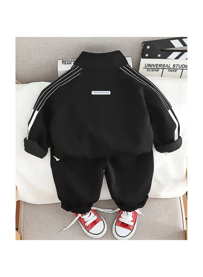 LITTLE SURPRISE BOX Black Letter B Monogram 3 Pcs Track Suit Set For Toddlers And Kids