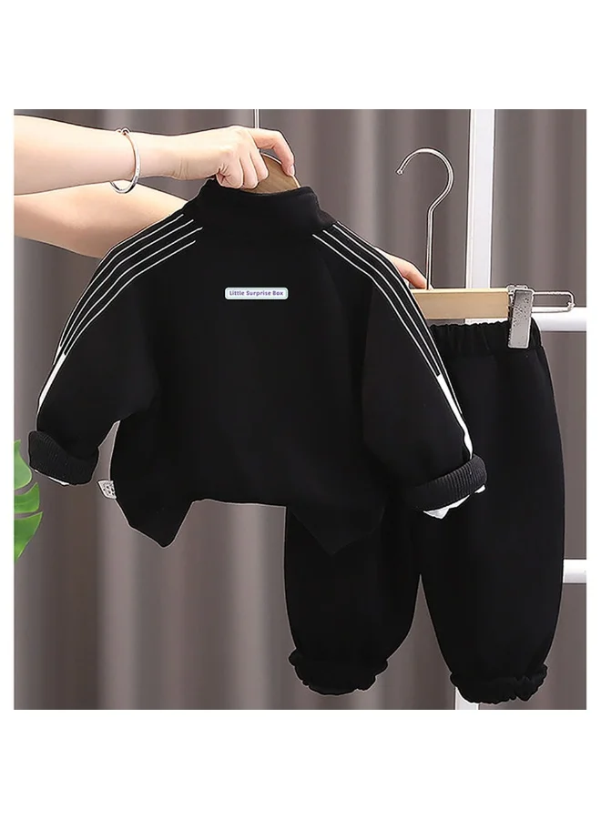 LITTLE SURPRISE BOX Black Letter B Monogram 3 Pcs Track Suit Set For Toddlers And Kids