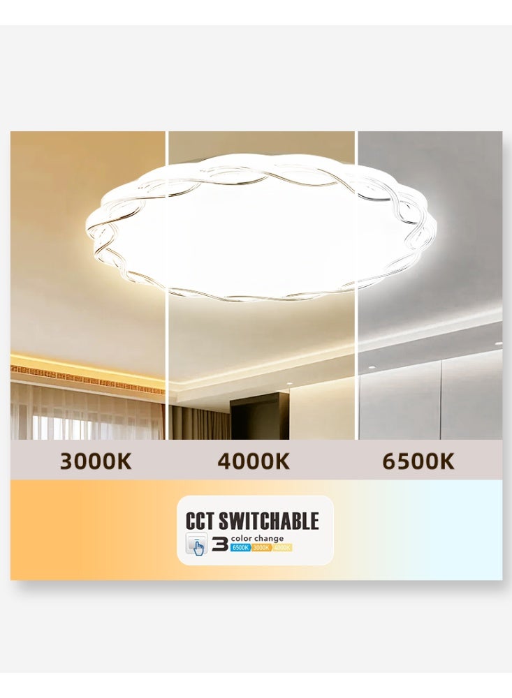 مودي مصباح سقف LED حديث بقوة 80 وات، تركيب مدمج بثلاثة ألوان متغيرة، 6000 لومن، مصباح سقف دائري من البولي فينيل كلوريد لغرفة النوم، غرفة المعيشة، المطبخ، إضاءة المكتب - Image 1