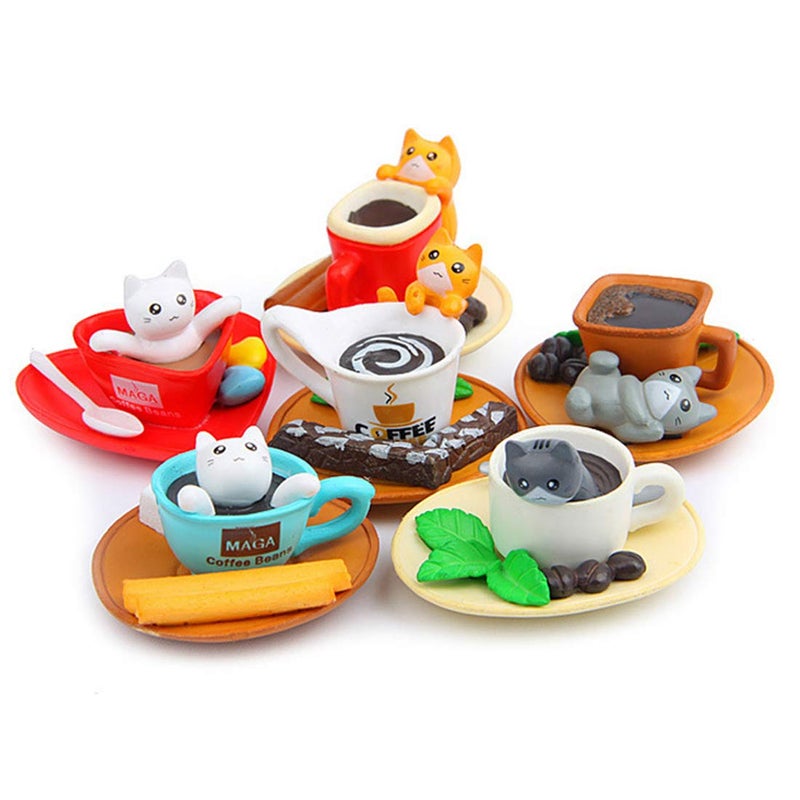 Cool Lemon Funny Cute Set of 6 3D Coffee Cats Strong Refrigerator Fridge Magnets Sticker Kitchen Office Decoration for Whiteboard Notes Calendar Notepad Gift for Kids Toddlers Adults Baby