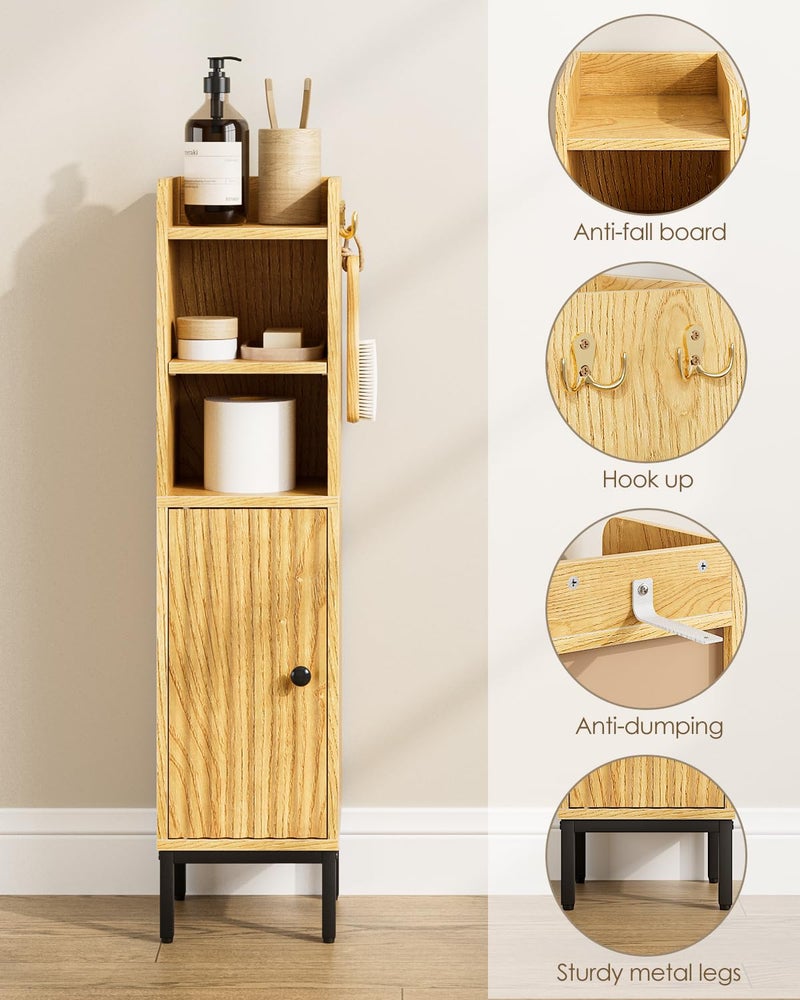AEPOALUA Bathroom Storage Cabinet, Small Corner Floor Hutch with Door and Shelves, Narrow Toilet Paper Cabinet, Bathroom Organizer with Adjustable Shelf, for Toileã€Small Spaces - Image 5