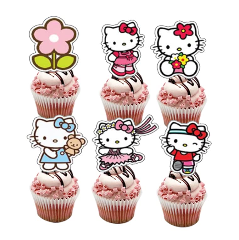 Losede 24PCS Cartoon Cake Toppers Cupcake Toppers Cake Decorations Birthday Party Supplies Decorations (Style 1) - Image 1