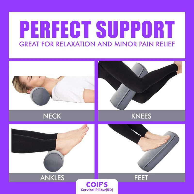 COIF Comfort Foam Neck Roll and Cervical Bolster Round Pillow with Removable Washable Soft Cover for Pain Relief & Support of Spine, Neck, Back, Lumbar, Leg, Shoulder (18.5" X 6.5") - Image 2