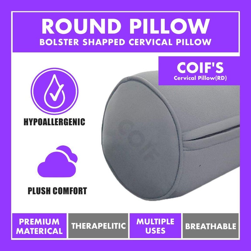 COIF Comfort Foam Neck Roll and Cervical Bolster Round Pillow with Removable Washable Soft Cover for Pain Relief & Support of Spine, Neck, Back, Lumbar, Leg, Shoulder (18.5" X 6.5") - Image 5