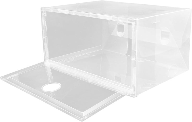 صندوق تخزين أحذية من البلاستيك STAHAD Pp بغطاء قابل للطي، حاوية تنظيم أحذية قابلة للتكديس بأبعاد 33.5x24.5x17.5 سم، مناسبة لتنظيم خزائن المنزل والسكن الجامعي. - Image 1