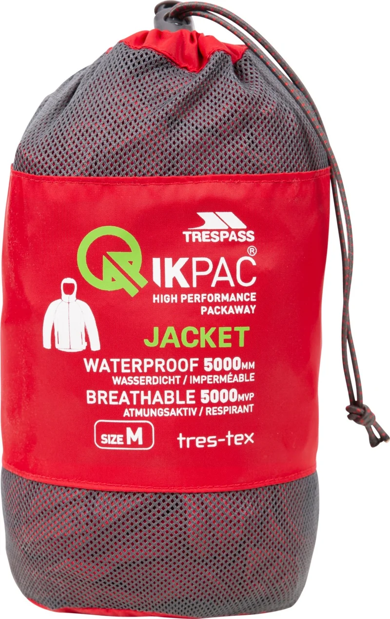 Trespass Qıkpac Jacket - Unisex Packaway Jkt TP75 Unisex Red Raincoat UAJKRAI10001-RED