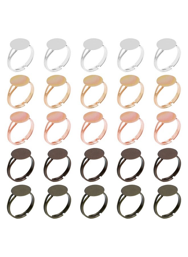 SUMERSHA 50Pcs Blank Rings Adjustable Flat 12Mm Ring Base Rings Blank Jewelry Findings Components For Rings Making Diy Crafts 5 Colors - Image 1