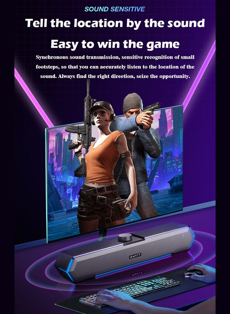 havit M19 Bluetooth Soundbar - Speaker for PC, Laptop, TV, Smartphone & Tablet - Mini Home Theater - Image 3