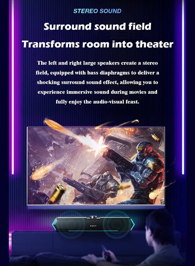 havit M19 Bluetooth Soundbar - Speaker for PC, Laptop, TV, Smartphone & Tablet - Mini Home Theater - Image 4