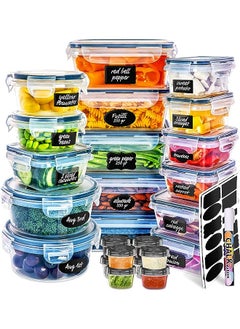 SILVER CREST 20-Pack Plastic Food Storage Container Set with airtight Lid | 100% Leakproof Plastic Meal-Prep Containers Reusable tupperware | Includes Labels & Pen  - Image 1