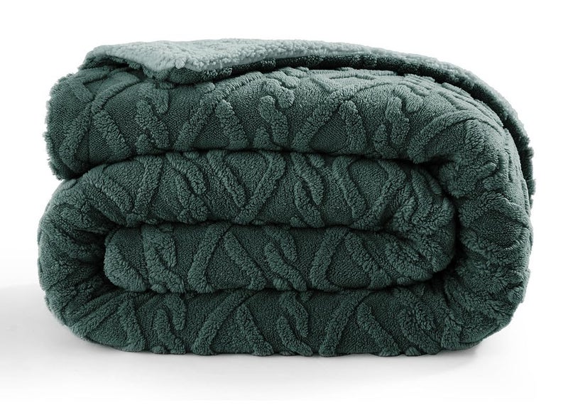 BSB HOME Flannel with Sherpa Luxurious Super Soft Fluffy Cozy Fuzzy Warm Reversible Single Bed Blanket for Heavy Winter 500GSM Blanket/Quilt Rajaai - Color- Bottle Green, 220 x 150 Cm, Weight- 2kg - Image 1
