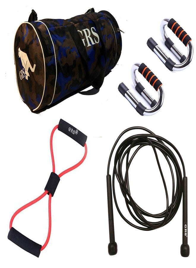 Grès GRS® SUPER_55 Push-up Bars - Strong Steel Pushup Stands,Chest Expander Resistance Pulling Tube, Skipping Rope & Gym Duffel Bag (Kit) - Image 1