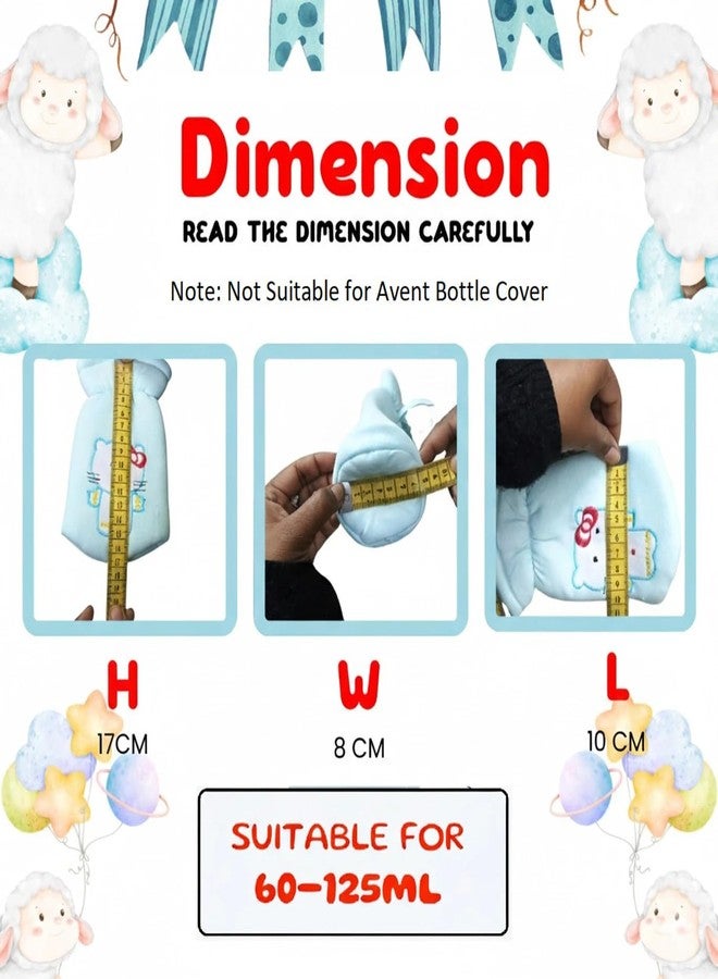Da Anushi Cotton Baby Feeding Bottle Cover (Set of 2), Tote Modern Carrier Bag, Embroided Patch Cartoon Baby Bottle Covers Suitable for 60-125ML (Yellow & Peach) - Image 2