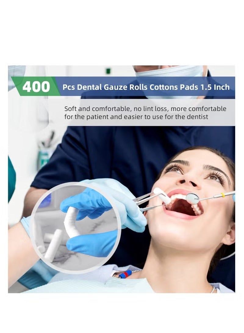 Realfrog 400 PCS Dental Gauze Rolls Cottons Pads, Nosebleed Kit Accessories Medium 1.5" Mouth Nose Plugs for Clinic, Household - Image 2