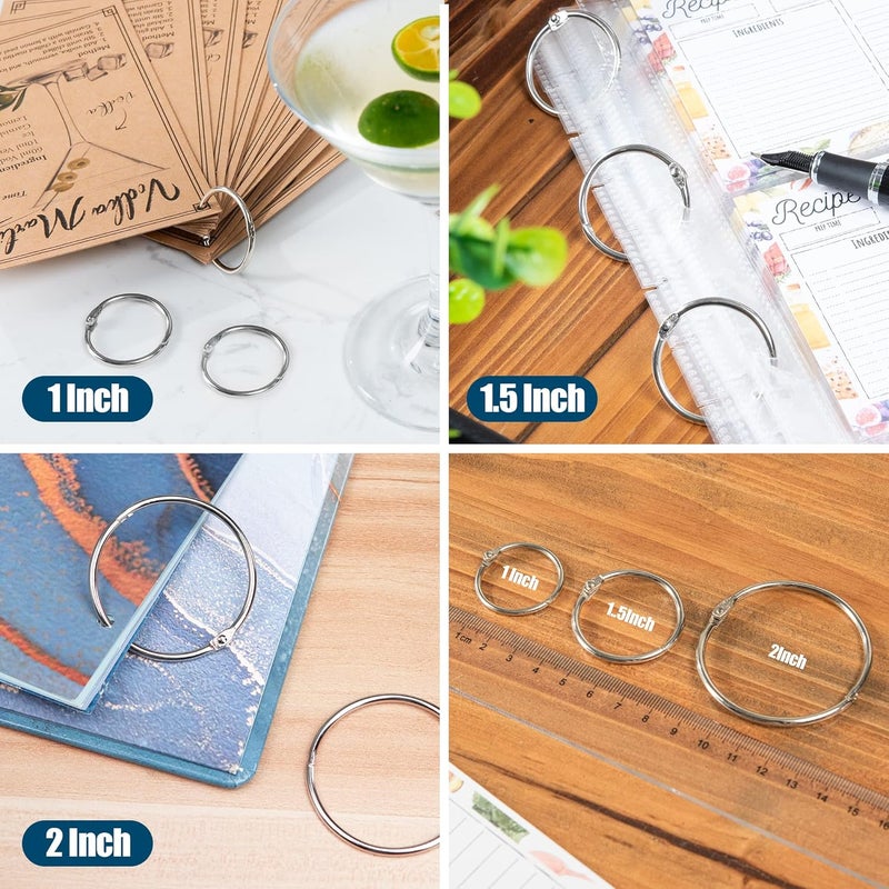 OFFPLEX (60 Pack) Loose Leaf Binder Rings Assorted Sizes (1,1.25,1.5,2 Inch), Premium Nickel Plated Steel Book Rings for Home, School or Office Use - Image 4