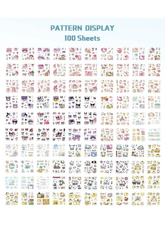 YUJA Anime Girl Stickers - 100 Sheets Sanrio Stickers Kit, Vinyl Cartoon Aesthetic Decorative Sticker Set, Ideal for Scrapbooking, Journaling, Laptops and Room Decoration - Image 2
