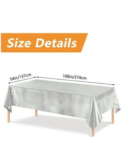 Generic 3 Pack Silver Sequin Plastic Tablecloths Shiny Disposable Rectangle Table Covers Table Cloth for Wedding Party Birthday Baby Shower Decoration  - Image 2