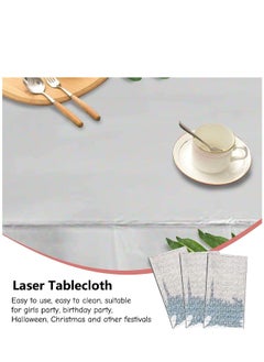 Generic 3 Pack Silver Sequin Plastic Tablecloths Shiny Disposable Rectangle Table Covers Table Cloth for Wedding Party Birthday Baby Shower Decoration  - Image 4