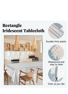Generic 3 Pack Silver Sequin Plastic Tablecloths Shiny Disposable Rectangle Table Covers Table Cloth for Wedding Party Birthday Baby Shower Decoration  - Image 5
