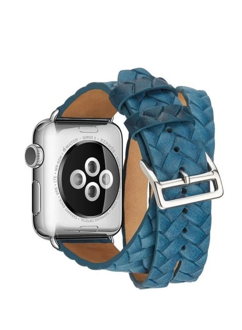 فيسوس حزام ساعة بديل عرقي لسلسلة ساعات Apple 1/2/3/4/5/6/7/SE 38/40/41 ملم أزرق