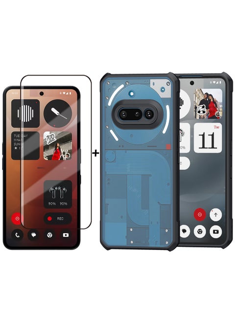For Nothing Phone 3a Case and Screen Protector Accessorise, TPU+PC Shockproof Bumper Back Cover, Anti-Yellowing Slim Fit Protective Casing