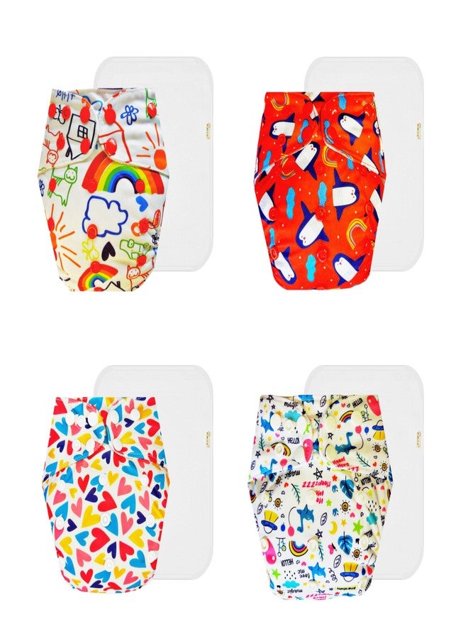 Dumbledo Premium Cloth Diaper with Cotton Insert (Pack of 4) | Soft & Gentle | Leakproof | Quick Dry | Perfect for Indian Summers | 3 Months - 3 Years | Unisex Baby - Image 1